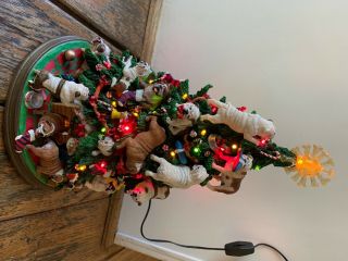 Danbury English Bulldog Lighted Christmas Tree With Bone Star Rare