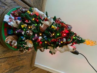 Danbury English Bulldog Lighted Christmas Tree with Bone Star Rare 2