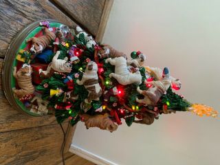 Danbury English Bulldog Lighted Christmas Tree with Bone Star Rare 4
