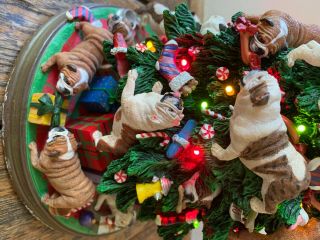 Danbury English Bulldog Lighted Christmas Tree with Bone Star Rare 5