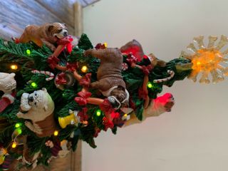 Danbury English Bulldog Lighted Christmas Tree with Bone Star Rare 6