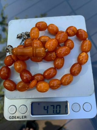 Antique Baltic Amber Islamic Prayer Beads Komboloi Kahraman 47g Rare