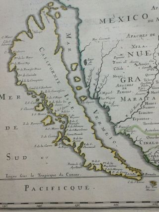 AMERICA CALIFORNIA AS AN ISLAND 1656 NICOLAS SANSON VERY RARE LARGE ANTIQUE MAP 3