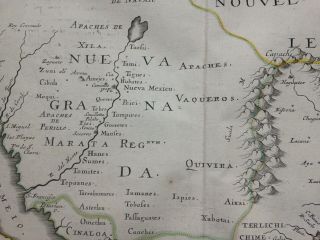 AMERICA CALIFORNIA AS AN ISLAND 1656 NICOLAS SANSON VERY RARE LARGE ANTIQUE MAP 5
