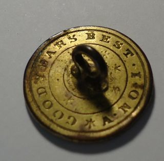 Antique Button 18th Century ? Flat Goodyear Best A No.  1 Brass Not Rubber Rare