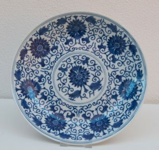 Rare Large Size Guangxu Mark And Period Lotus Plate Ex Christie 