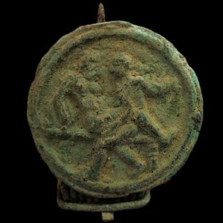 Ancient Roman Bronze Open Work Erotic Fibula Brooch - 200 - 400 Ad (27)