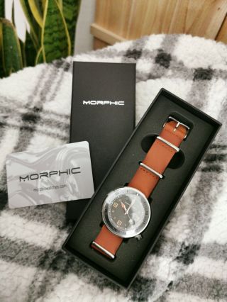 Nwt Morphic M74 Series Orange/brown Leather Wristwatch