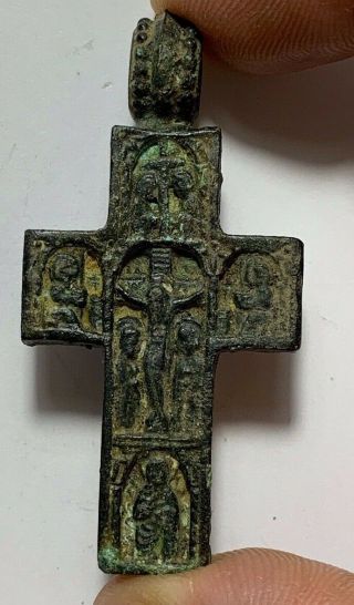 Ancient Byzantine Bronze Crusaders Cross Pendant Wearable 44mm