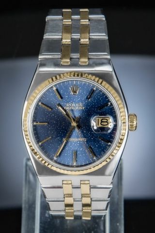 Rolex Datejust 36 Oysterquartz Gold/steel Rare Patina Blue Like Lapis Lazuli Ap