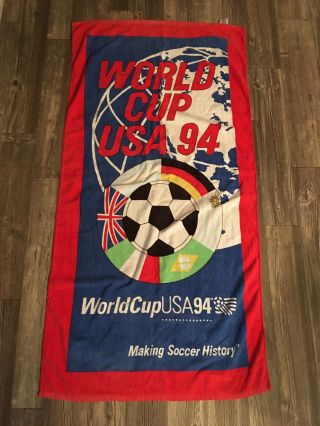 Vintage World Cup Soccer ‘94 Usa 1994 Beach Towel Rare Large 50” X 29”