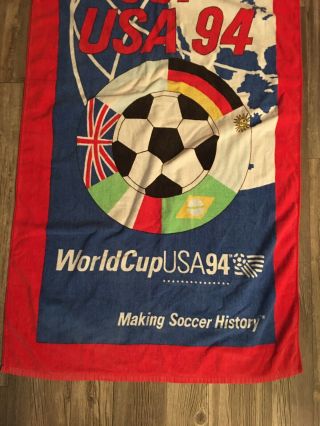 Vintage World Cup Soccer ‘94 USA 1994 Beach Towel RARE Large 50” X 29” 3