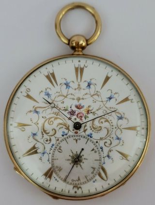 Rare Antique French 18K Solid Gold Enamel & Diamond watch by Le Roy for Ottoman 2