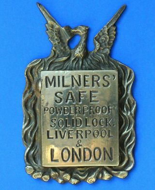 Antique Victorian Brass Safe Key Escutcheon,  Milner 
