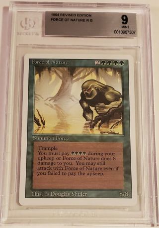 Mtg: Revised Bgs 9 - Force Of Nature - Green Rare Magic The Gathering
