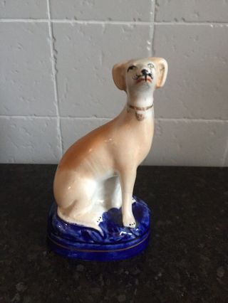 Stunning Antique 19th Century Staffordshire Porcelain Greyhound Dog Figure