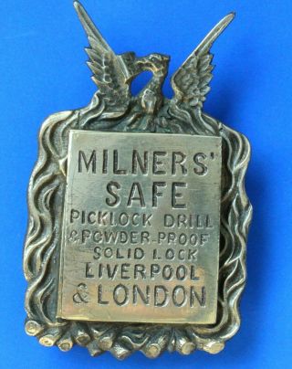 Antique Victorian Brass Safe Key Escutcheon,  Milner 