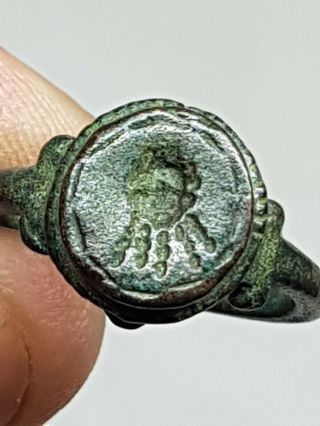 Very Rare Ancient Roman Bronze Seal Ring 8,  8 Gr 19 Mm