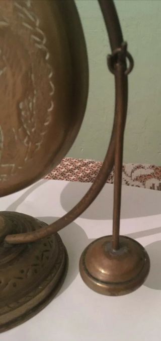 Vintage Arabic Brass Gong With Camel And Palm Trees Design 3