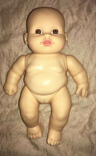 Vintage Anatomically Correct Baby Girl Doll 9 " Brown Eyes Unclothed