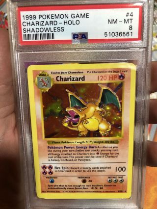 1999 Pokemon Game Shadowless Holo Charizard 4 PSA 8 NM - MT 4