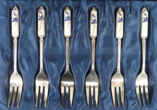 Silver Cake Forks Matching Set Of Six Boxed