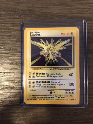 1999 Pokémon Zapdos Base Set Rare Holo 16/102 Near