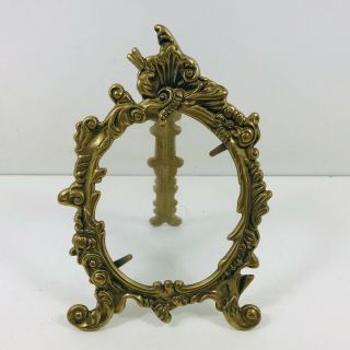 Vintage Metal Brass Ornate Picture Frame With Glass