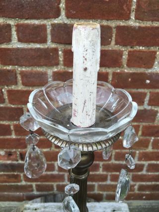 Antique French Cherub Brass Table Lamp With Crystals 3