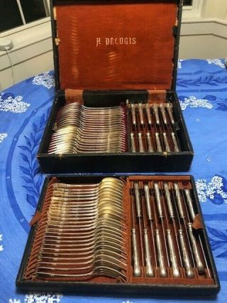 Peau De Lion Pattern Boxed 72 Piece Cutlery Set By Christofle.  Extremely Rare.