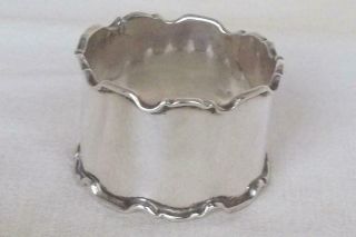 A Antique Solid Sterling Silver Shaped Napkin Ring Birmingham 1925.