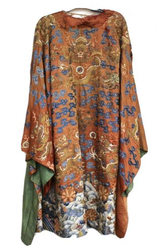 A Rare 18th - 19th C.  Chinese Qing Dynasty Women Kesi Embroidered Silk Dragon Robe