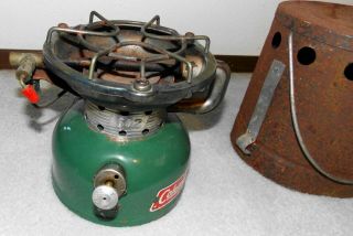 Vintage 1973 Coleman Single Burner Camping Stove w/Heater Can Model 502 3