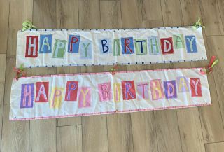 Pottery Barn Kids 5 Foot Happy Birthday Banner Rare Set Of Two