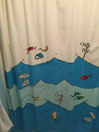 Rare Pottery Barn Kids Dr.  Seuss Shower Curtain One Fish Two Fish