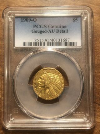 1909 O $5 Gold Indian Pcgs Au Details Key Date Coin Very Rare