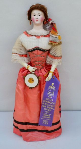 Antique,  Rare Paper Mache Lady Fashion Doll,  Jumeau,  1851 Ufdoll Club 1st Place
