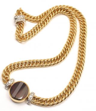 Rare Authentic Pomellato 18k Yellow Gold Pave Diamond Garnet Pendant Necklace
