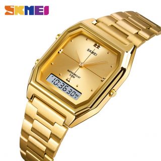 Skmei 3 Time Fashion Men Women Stainless Steel Chrono Digital Wristwatch 1612 8