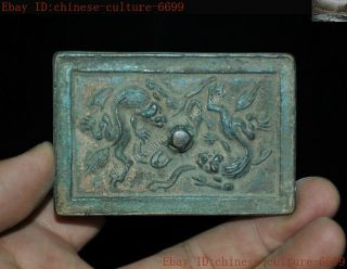 Collect Old Chinese Pure Bronze Animal Lion Beast Exorcism Bronze Mirror Statue