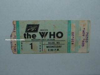 The Who 1982 Concert Ticket Stub Biloxi Ms Coast Coliseum Rare Townshend Daltrey
