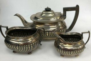 Vintage 3 Piece Mh&co Electro Plate Silver Plated Tea Set Hard Soldered 692