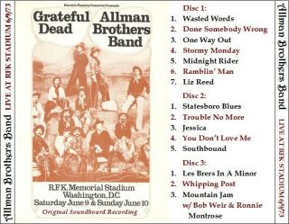 Allman Brothers Band Rare 3CD RFK Stadium 6/9/73 Complete,  Sound 2