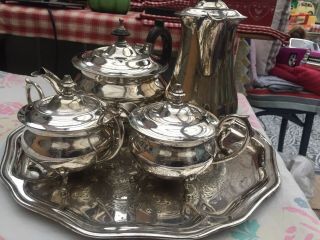 Iconic 1960’s Design 5 Piece Silver Plated Tea Set Possibly E Clements