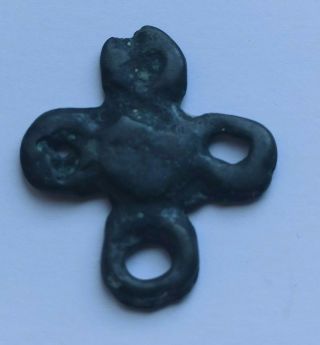 WEARABLE AND RARE ANCIENT BYZANTINE CRUSADER ' S BRONZE CROSS PENDANT 1100 AD 2