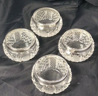 Set Of 4 Edwardian Solid Silver And Cut Crystal Salts,  1907