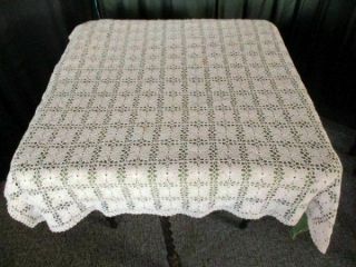 Vintage Cotton Tablecloth - All Hand Crochet - 38 " Sq.
