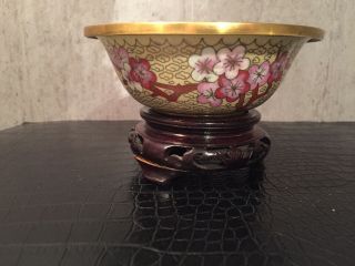 Stunning Vintage Chinese Cloisonne Bowl With Stand