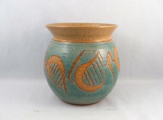 Vintage Mid Century Modern Abstract Art Pottery Vase Signed