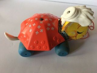 Vintage Fisher Price Sleepy Sue Turtle Very Rare 1962 Wooden Pull Toy